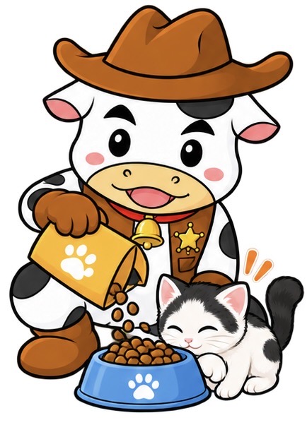 やまもうくんと子猫（初めてのエサやり）
